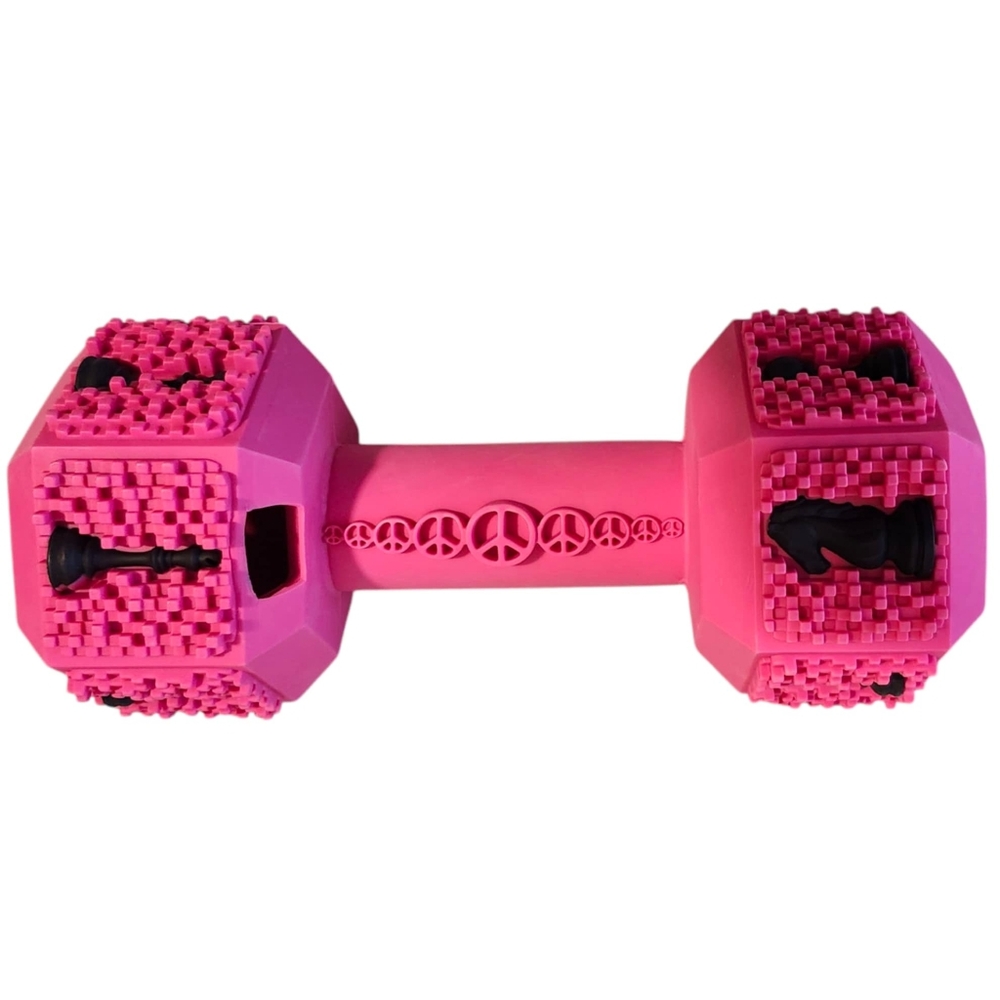 Leadrop Interactive Rubber Barbell Shaped Chew Toy & Treat Dispenser